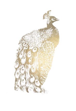 Framed Gold Foil Peacock II Print