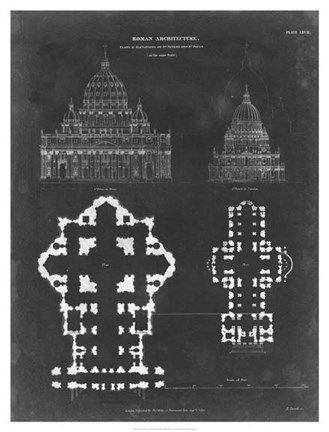 Framed Plan &amp; Elevation for St. Peter&#39;s &amp; St. Paul&#39;s Print