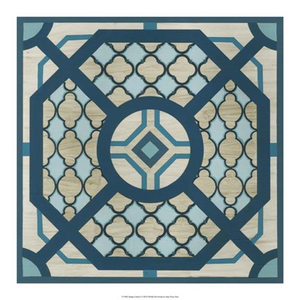 Framed Indigo Lattice I Print