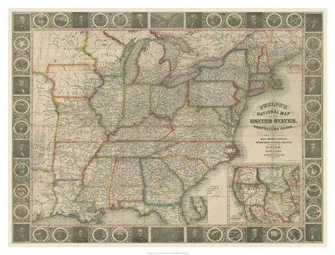 Framed Travellers Guide to the US Print