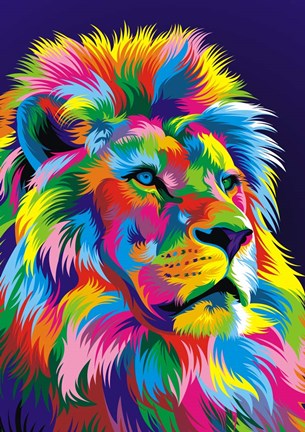Framed Lion New Print