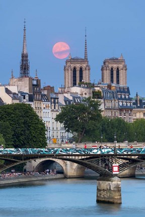 Framed Fullmoon In Notre Dame De Paris Print