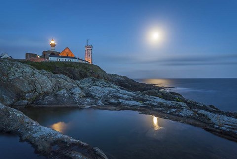 Framed Lighthouse at Night Print