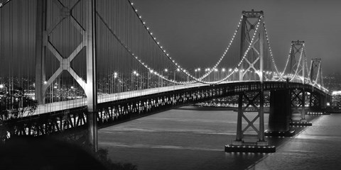 Framed Oakland Bridge 2 BW Print