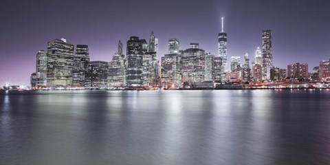 Framed Manhattan Skyline Night Print