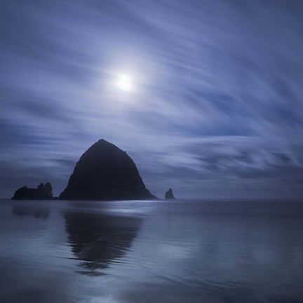 Framed Moon Over Canon Beach Print