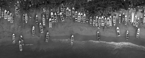 Framed Fumarolas Boats BW Print