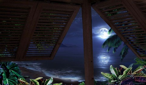 Framed Tropical Dream Moon View Print