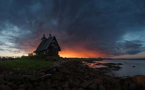 Framed Old Church On the Coast of White Sea Print