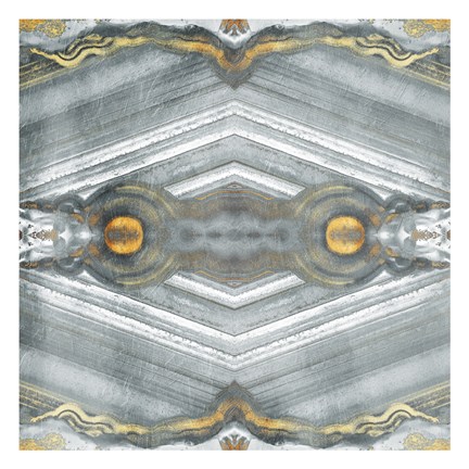 Framed Kaleidoscope Gold And Grey Print