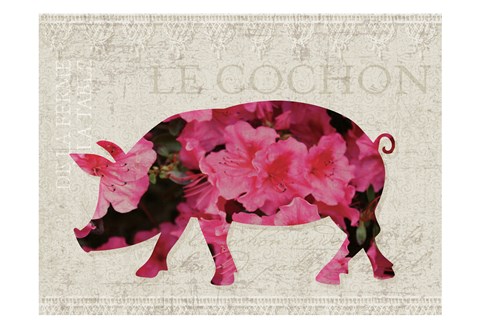 Framed Flower Farm Pig Print