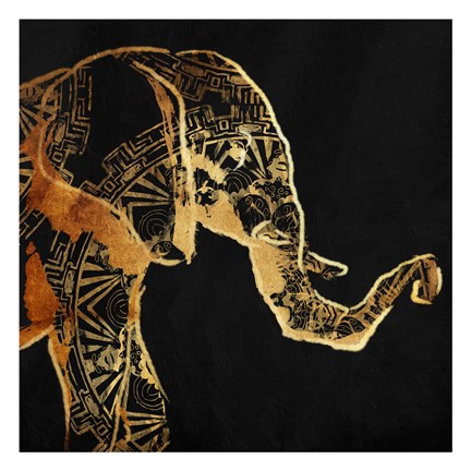 Framed Patterned Elephant Print