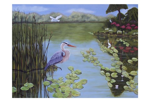Framed Heron &amp; Egrets Print