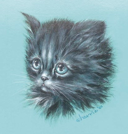Framed Black Kitten - 23A Print