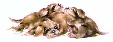 Framed Puppy Pile Print