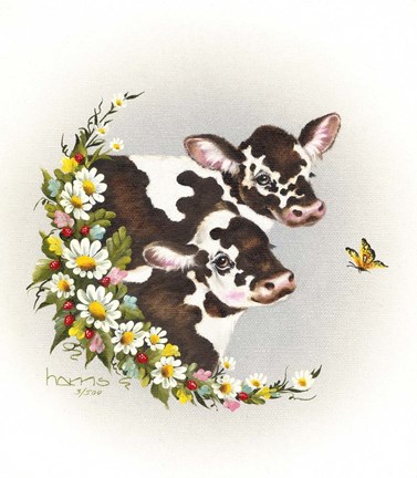 Framed Brown Cows Print