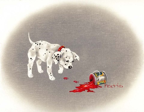 Framed Dalmation 6- Caught Red Pawed Print