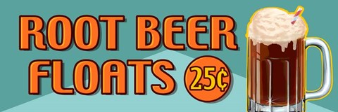 Framed Root Beer Floats 25 Cents Oblong Print