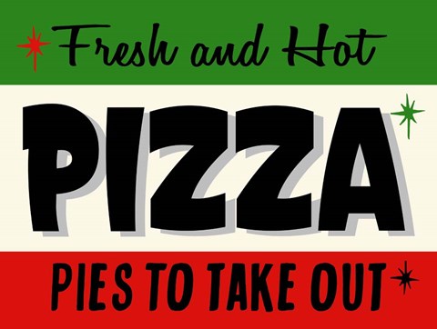 Framed Hot Pizza Horiz Print