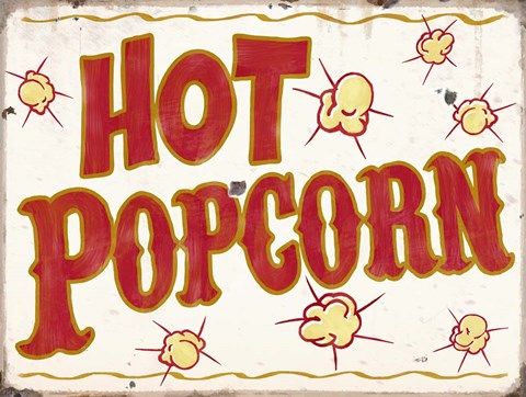 Framed Hot Popcorn Distressed Print