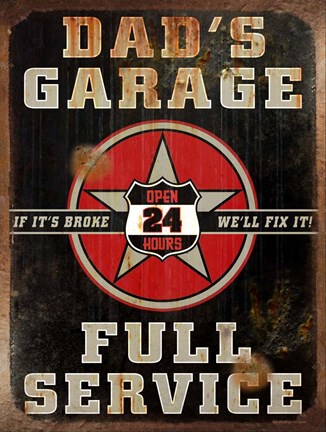 Framed Dads Garage Vert Print