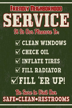 Framed Friendly Service Print