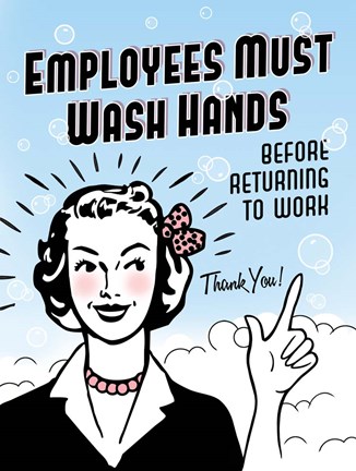 Framed Employees Wash Hands Print