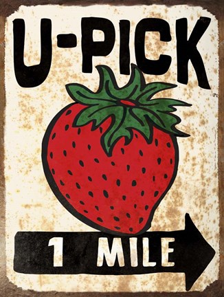 Framed U-Pick Strawberry Print