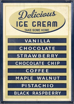 Framed Ice Cream Board -Navy Cream Print