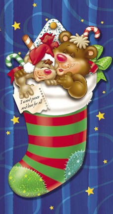 Framed Christmas Stockings And Bears 7 Print