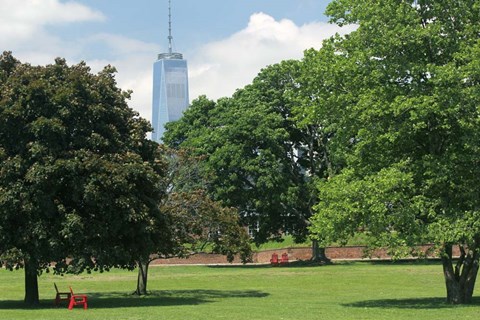Framed Freedom Tower From Governors Island Print
