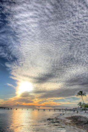 Framed Key West Pier Sunset Vertical Print