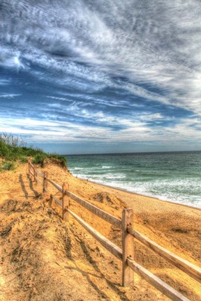 Framed Truro Beach Fence Vertical Print