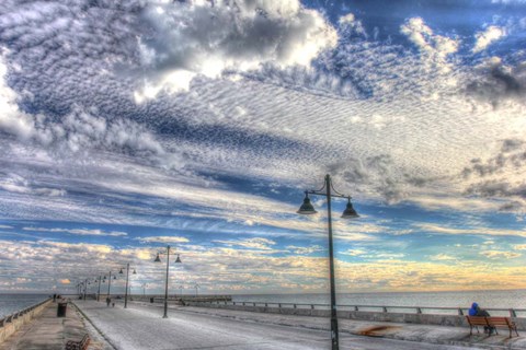 Framed White Street Pier And Sky Print