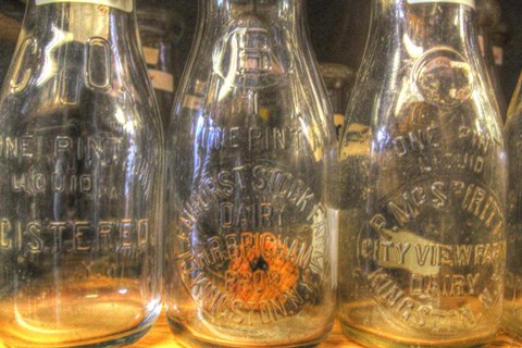 Framed Dairy Bottles Print