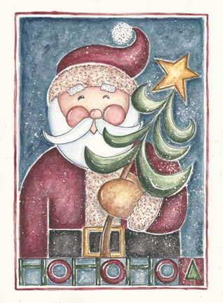 Framed HoHoHo Santa With Tree Print