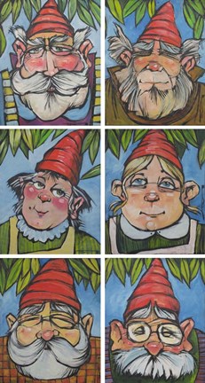 Framed Six Gnomes 2 Print