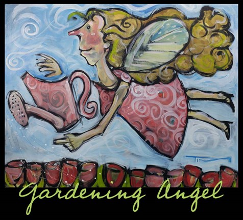 Framed Gardening Angel Poster Print