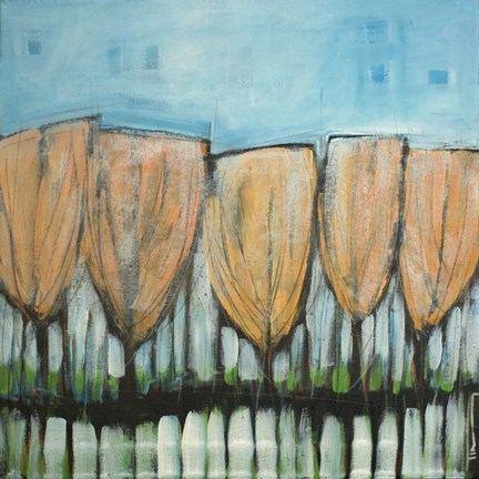 Framed Autumn Leaves Snow Dusting Print