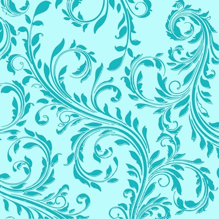 Framed Aqua Teal Damask Print