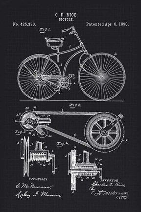 Framed 1890 Bicycle Print