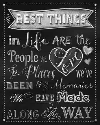 Framed Best Things Chalkboard Print
