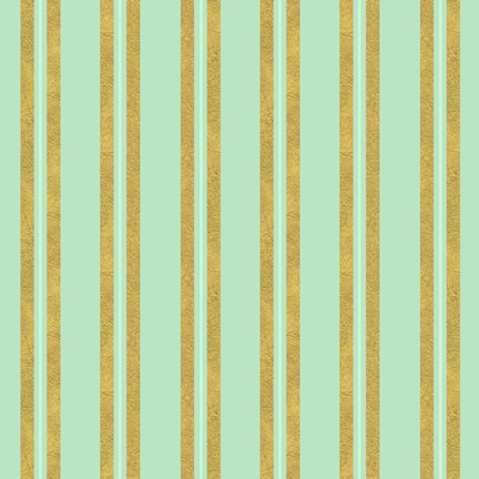 Framed Golden Mint Stripes 2 Print