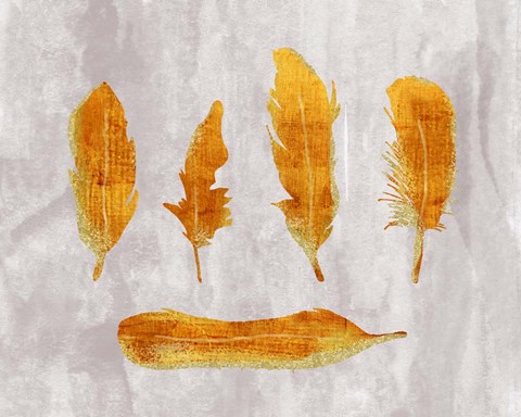 Framed Gold Ombre Feathers II Print