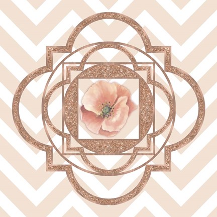 Framed Persian Rose Gold Quatrefoil Print