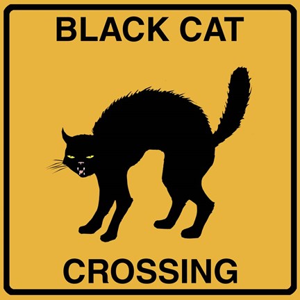 Framed Black Cat Crossing Print