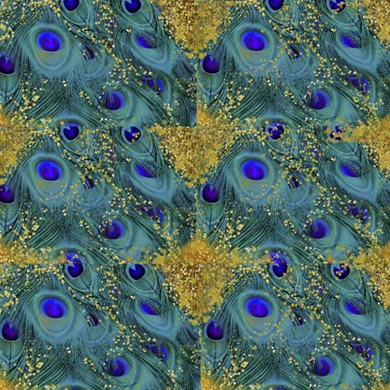Framed Gold Speckled Peacock Pattern Print
