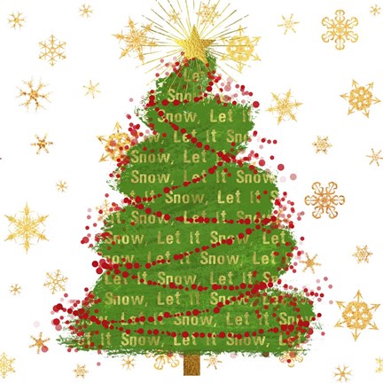 Framed Let It Snow Christmas Tree Print