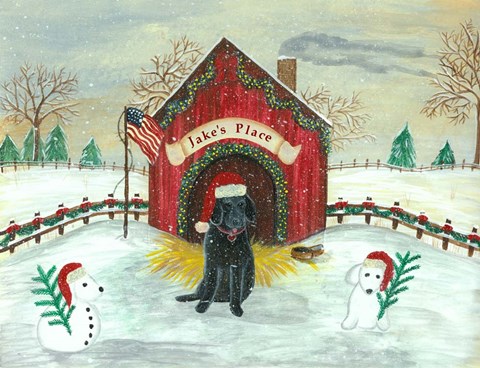 Framed Christmas Labrador Print