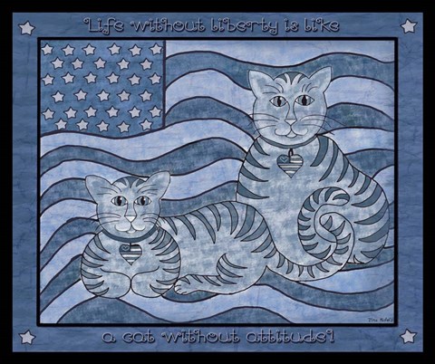Framed Patriotic Cats Print